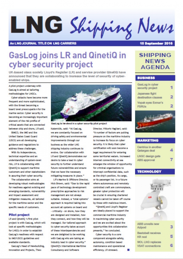 LNG Shipping News - 15 September 2016